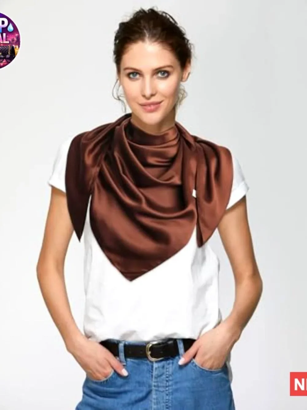 35-Inch Polyester Satin Head Scarf Hair Wrap Neck Scarf